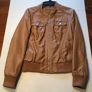 Brown vegan leather jacket